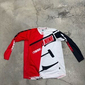 Red, White, and Black Long Sleeve Men's Tee